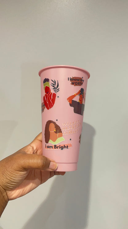 Brown Sugar Black Women Affirmations Muted Pink Cold Cup