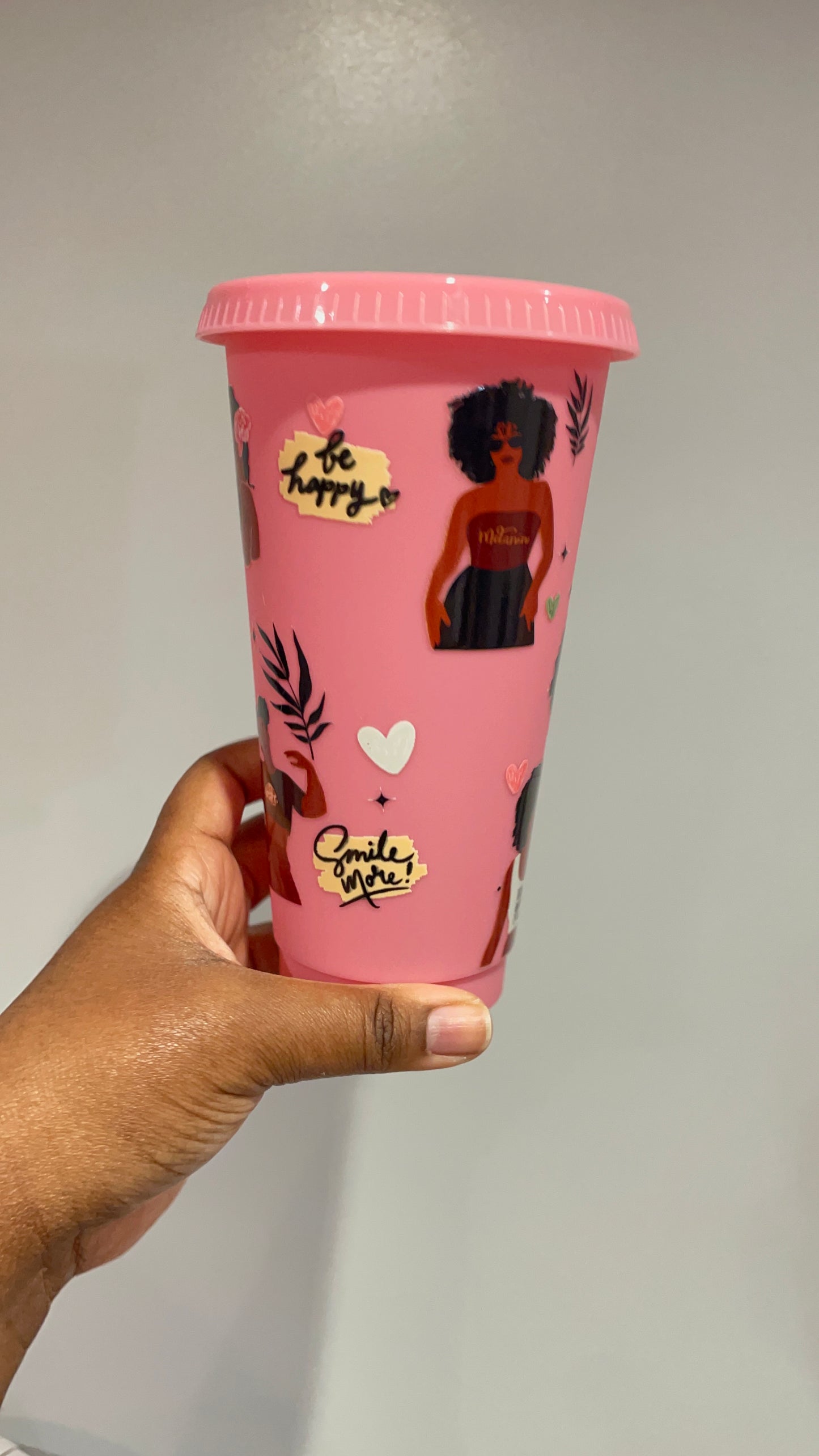 Pink Black Women Affirmations Cold Cup