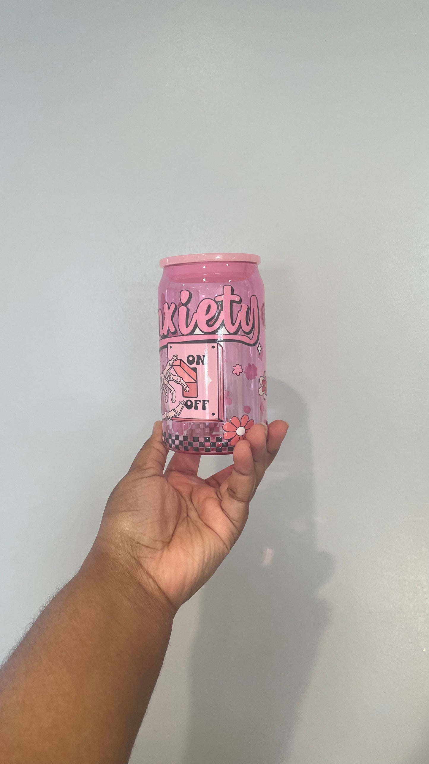 Anxiety Off Pink Plastic Can Tumbler