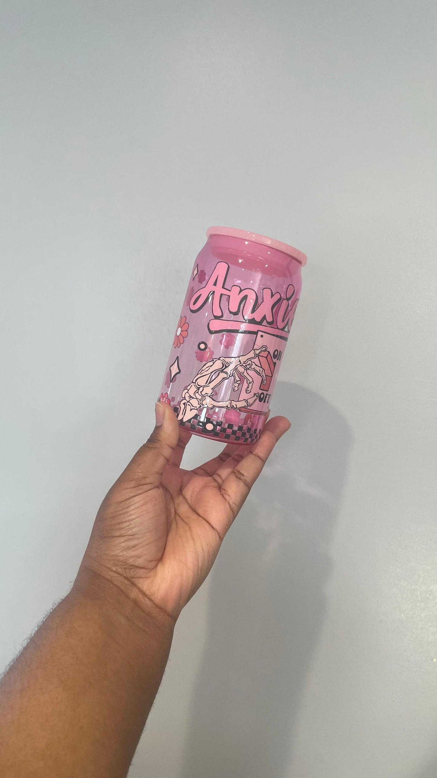 Anxiety Off Pink Plastic Can Tumbler