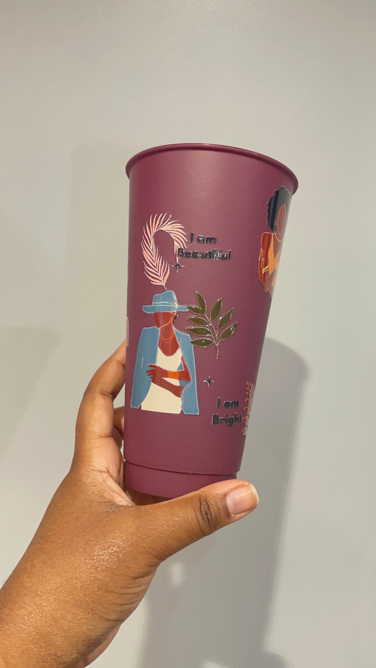 Black Women Affirmations Burgundy Cold Cup