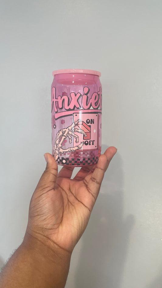 Anxiety Off Pink Plastic Can Tumbler