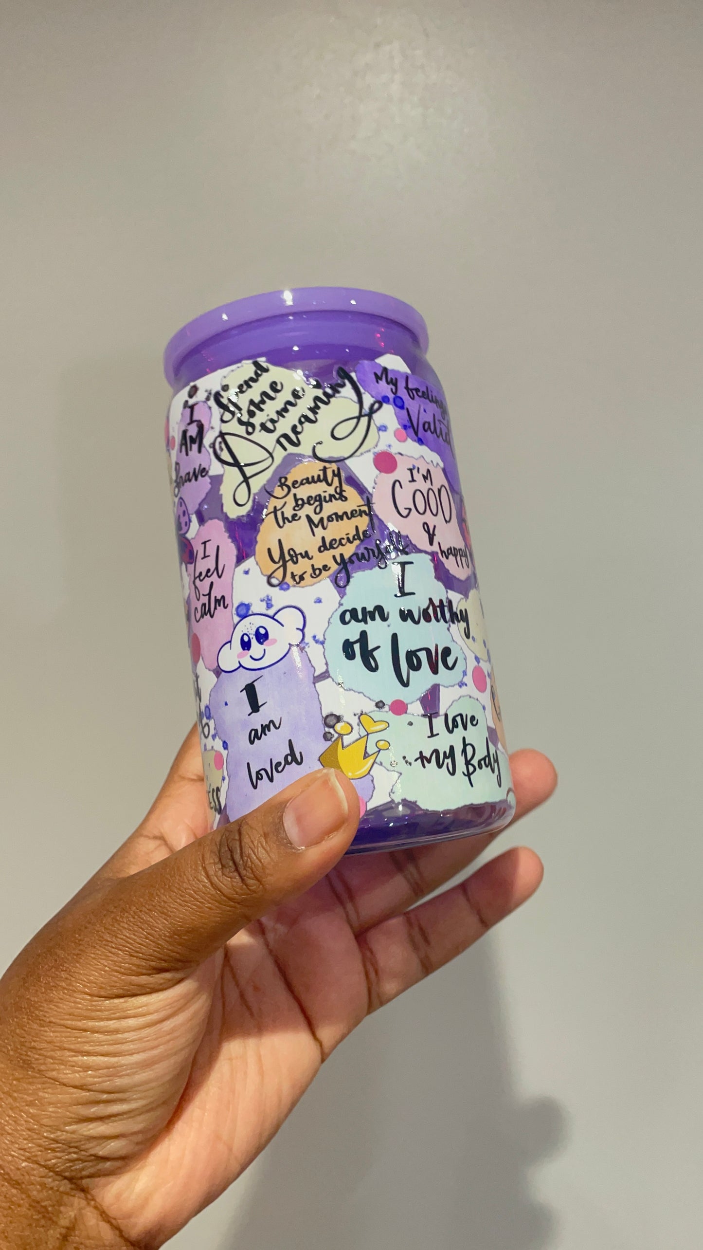 Self Love Purple Plastic Can Tumbler