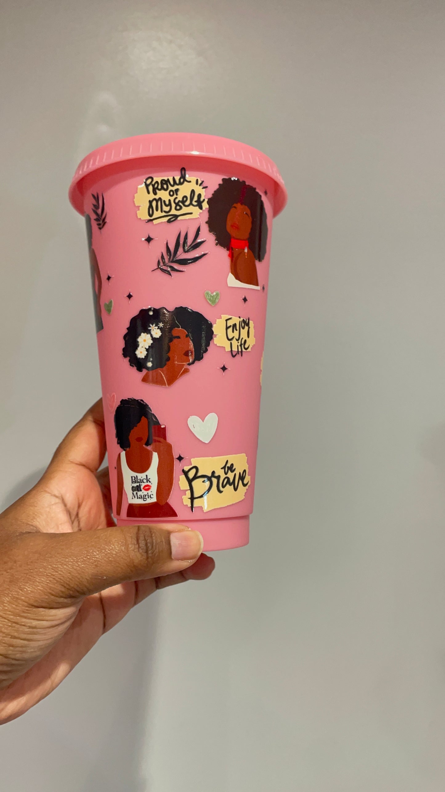 Pink Black Women Affirmations Cold Cup