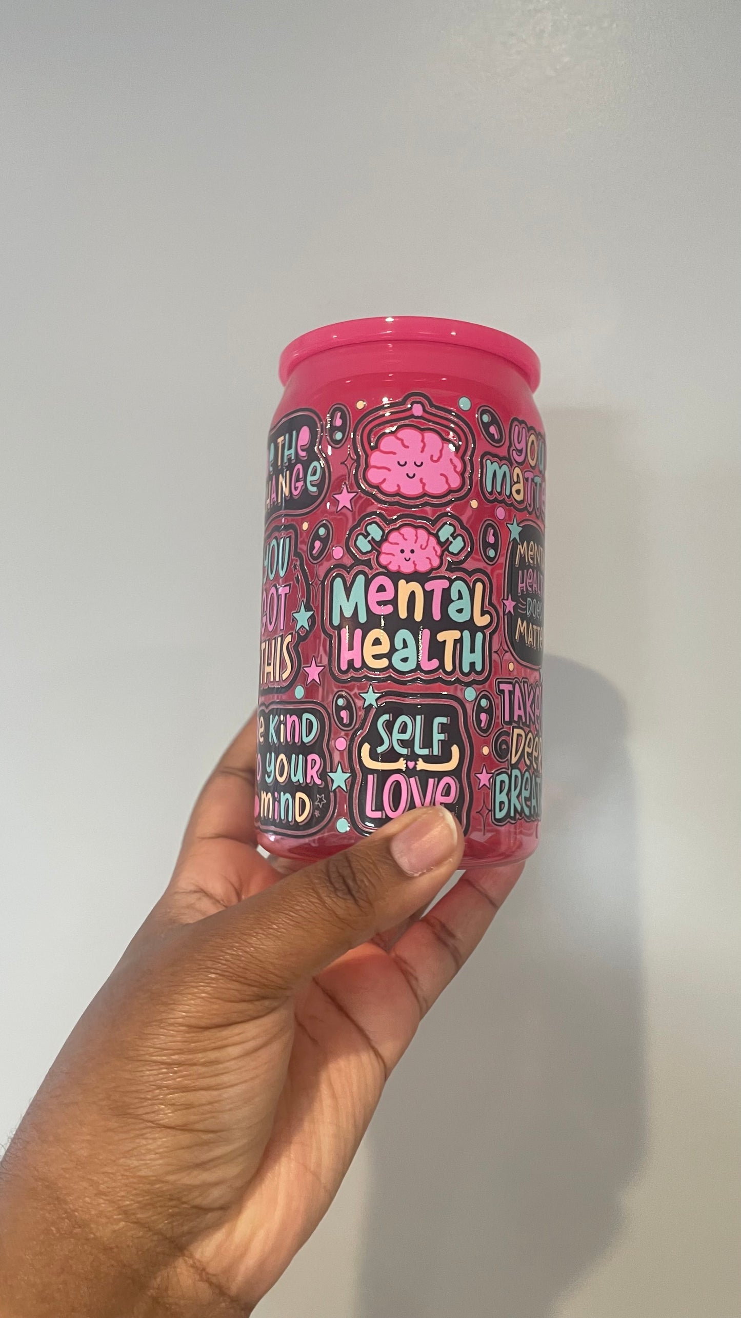 Mental Health Does Matter Hot Pink Plastic Can Tumbler