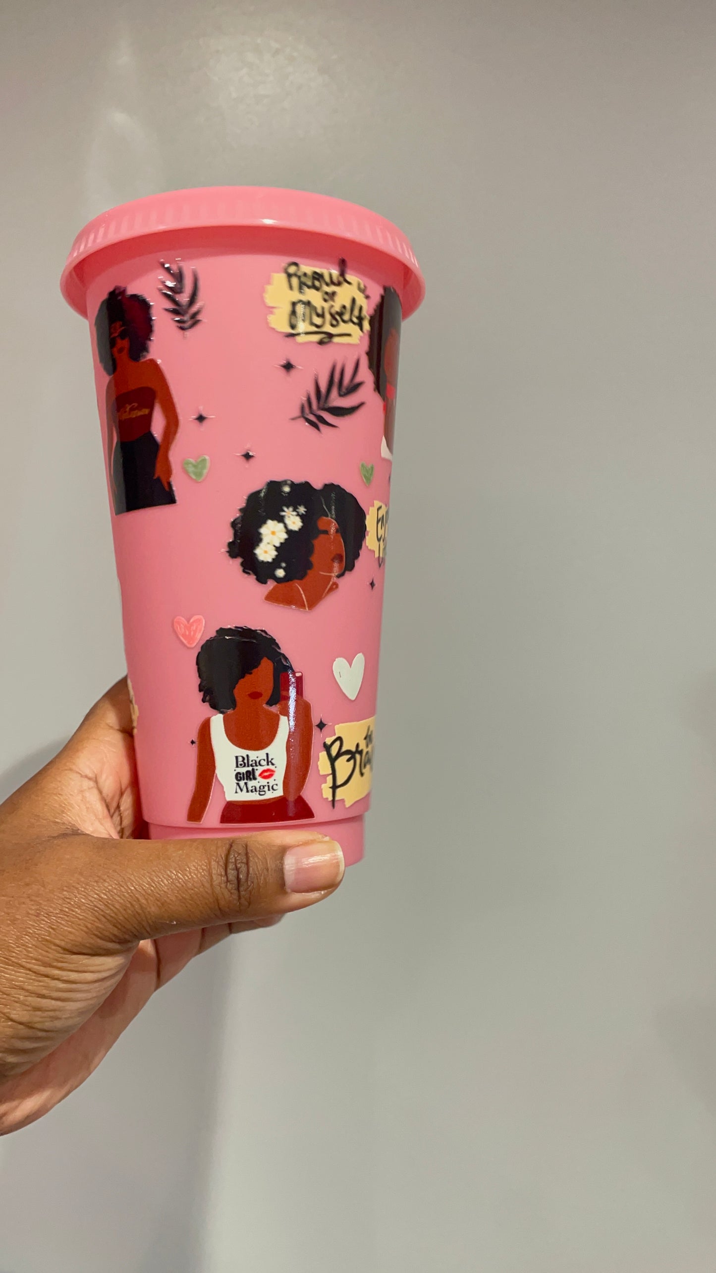 Pink Black Women Affirmations Cold Cup