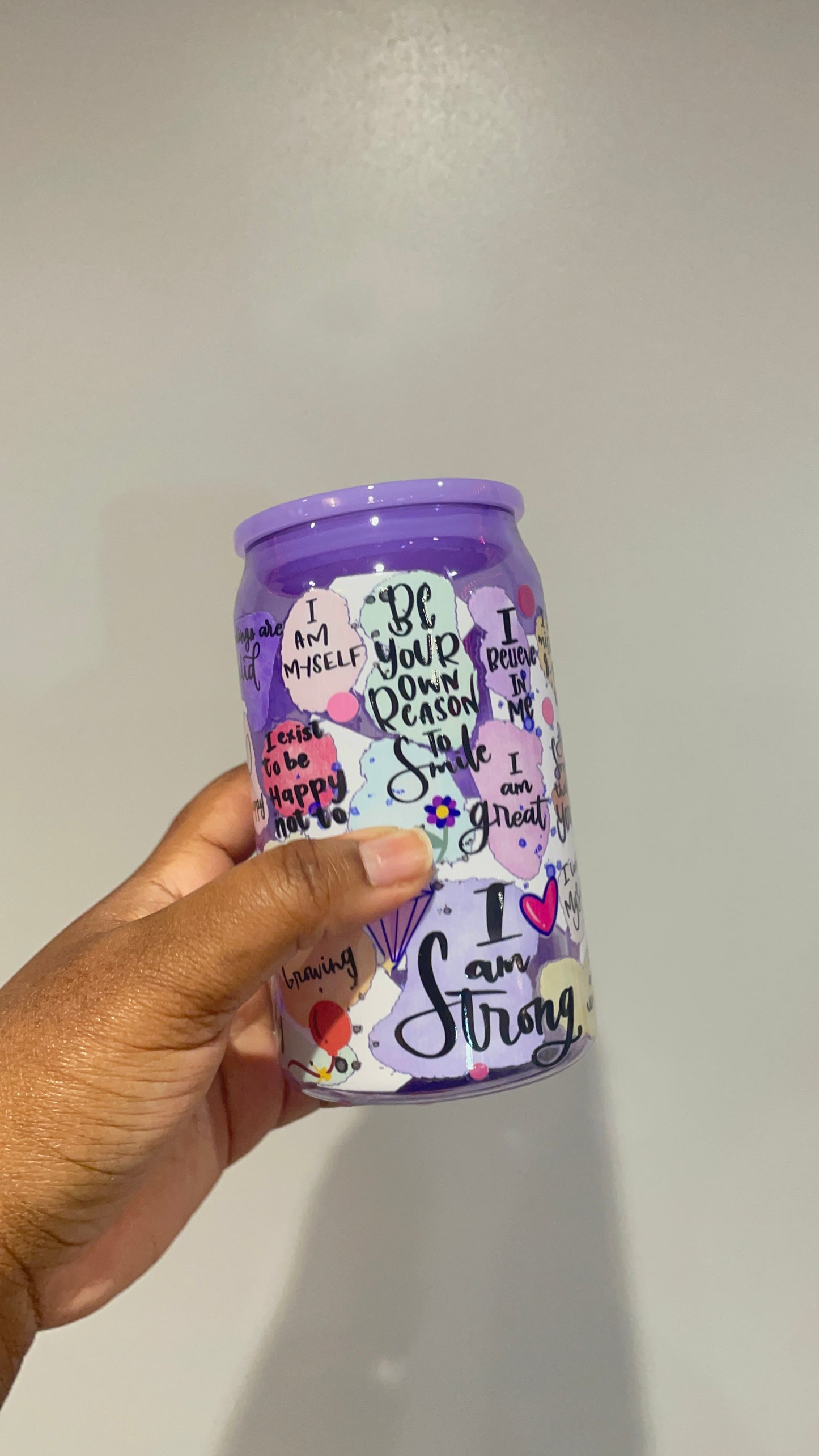 Self Love Purple Plastic Can Tumbler