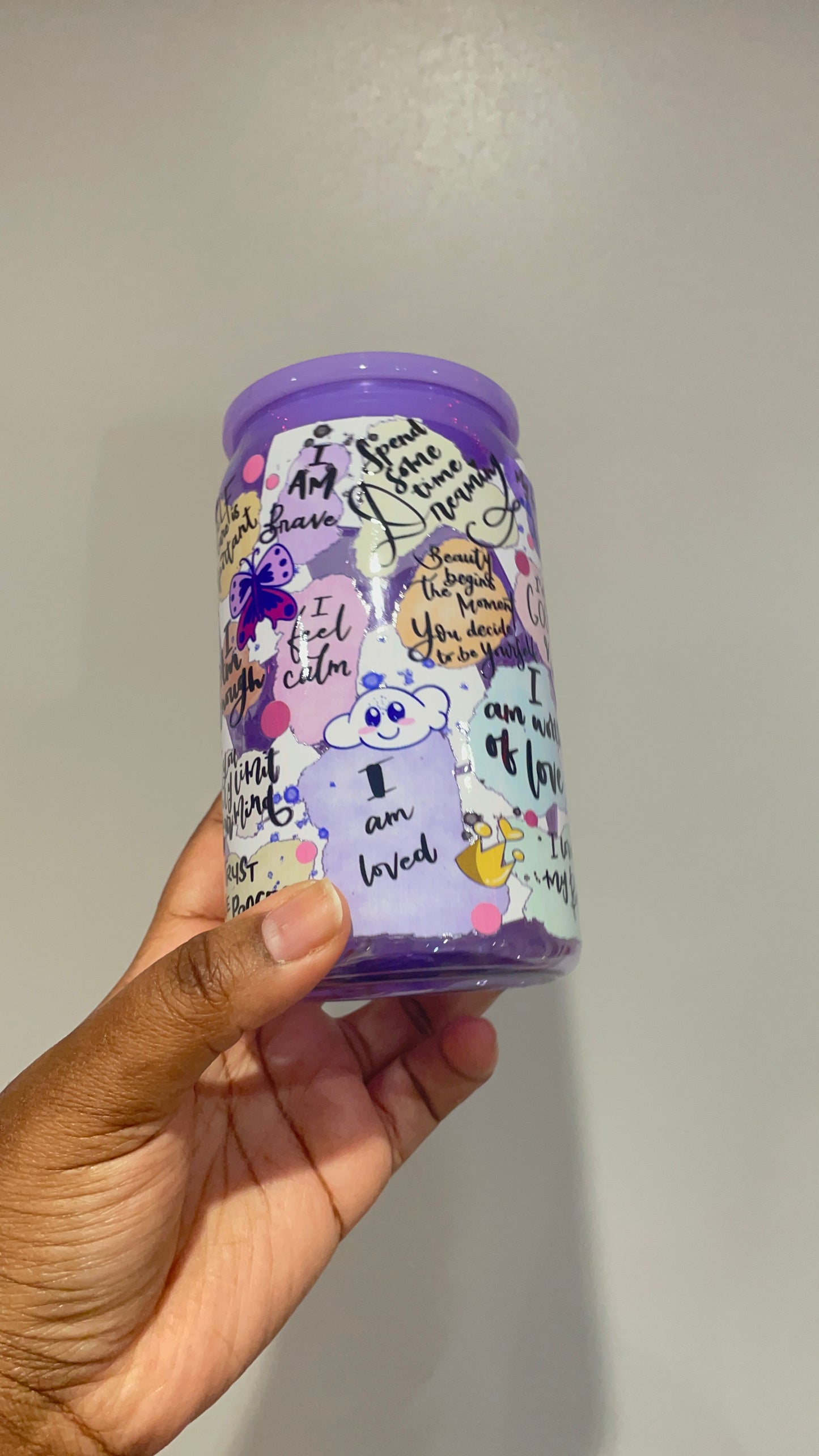 Self Love Purple Plastic Can Tumbler