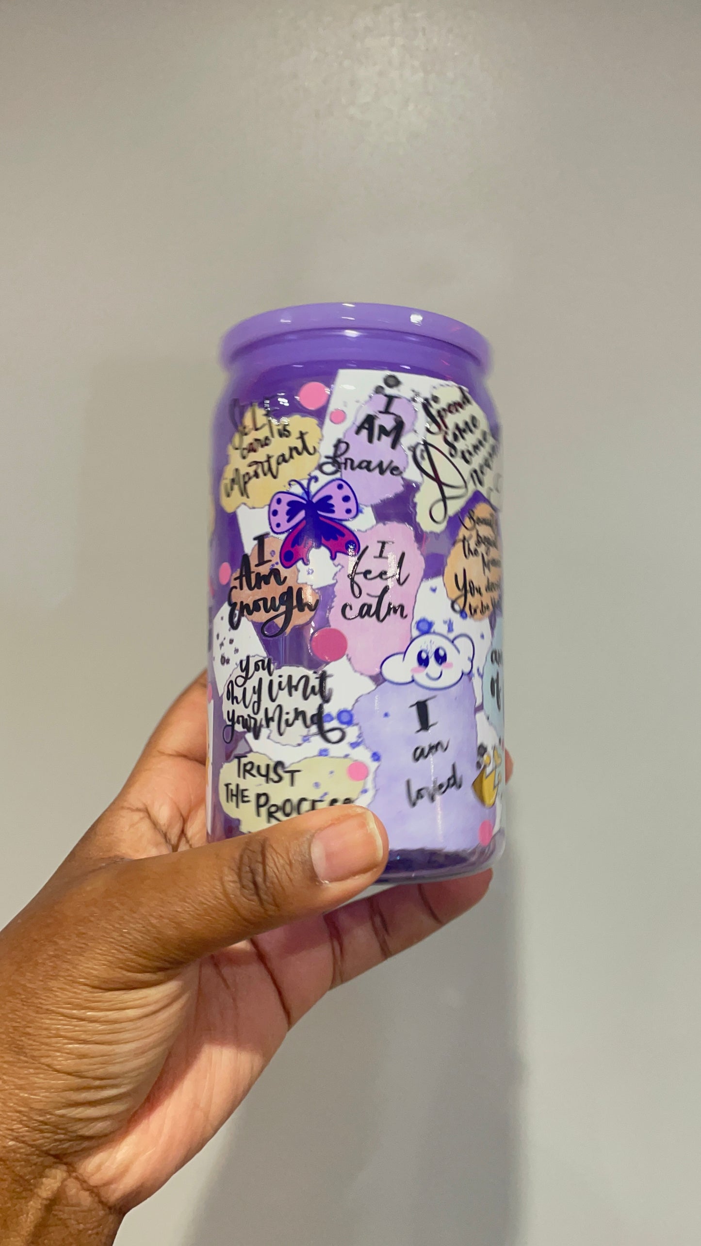 Self Love Purple Plastic Can Tumbler