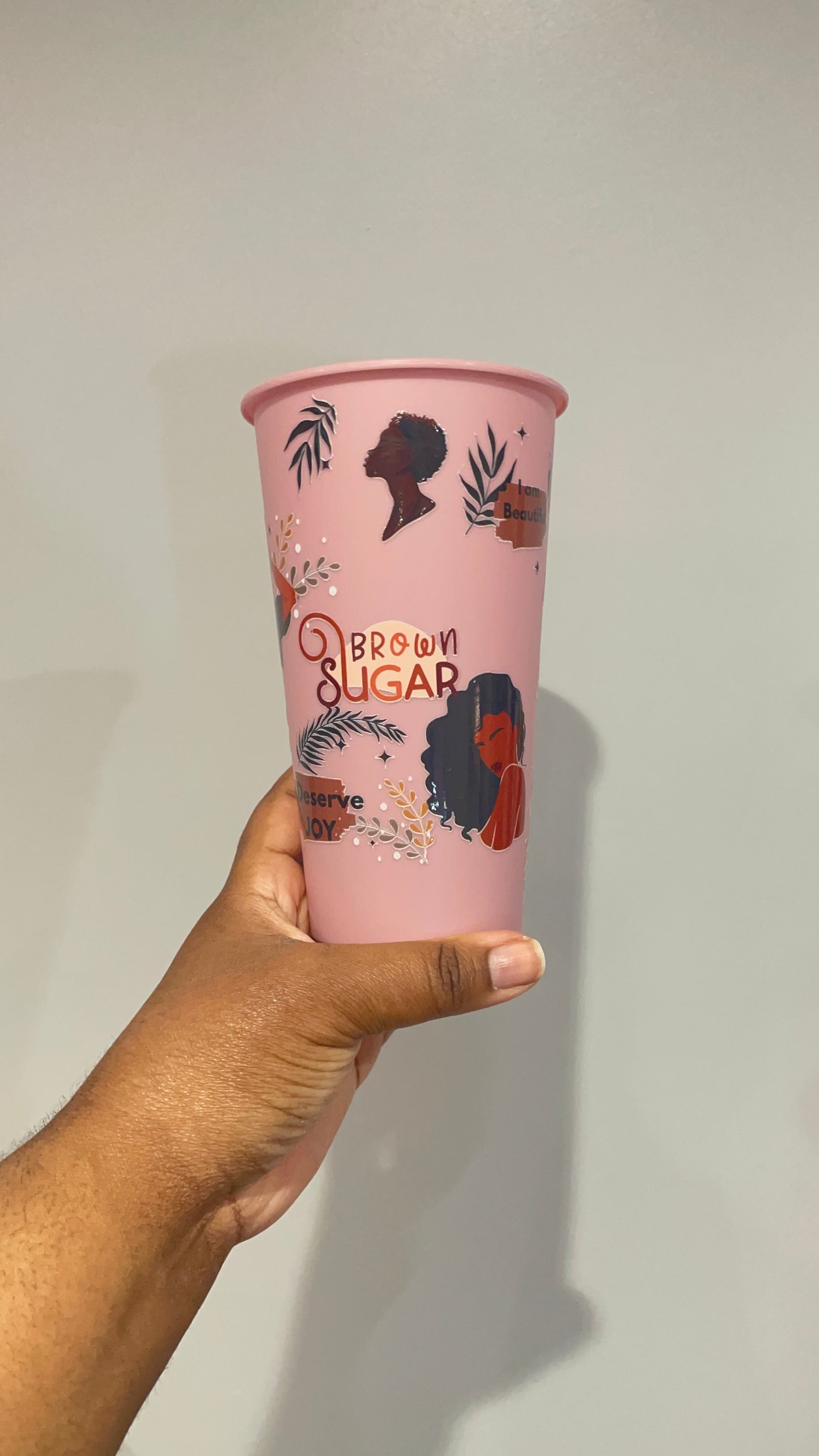 Brown Sugar Black Women Affirmations Muted Pink Cold Cup