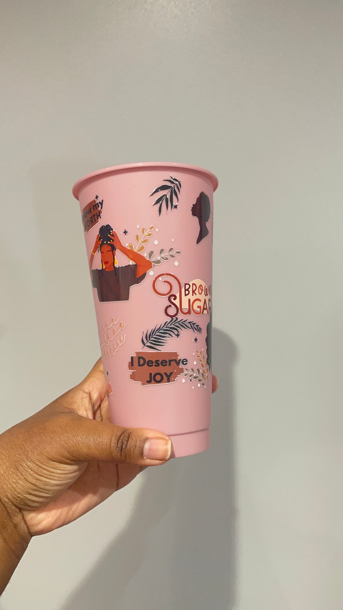 Brown Sugar Black Women Affirmations Muted Pink Cold Cup