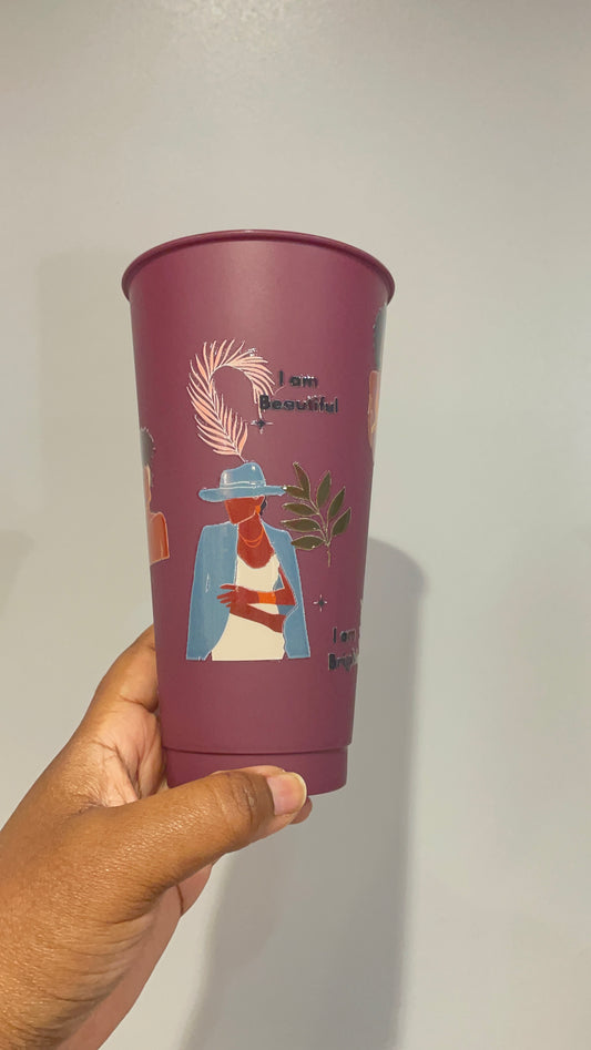 Black Women Affirmations Burgundy Cold Cup