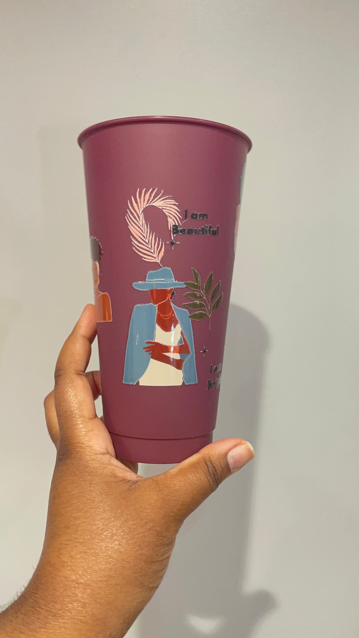 Black Women Affirmations Burgundy Cold Cup