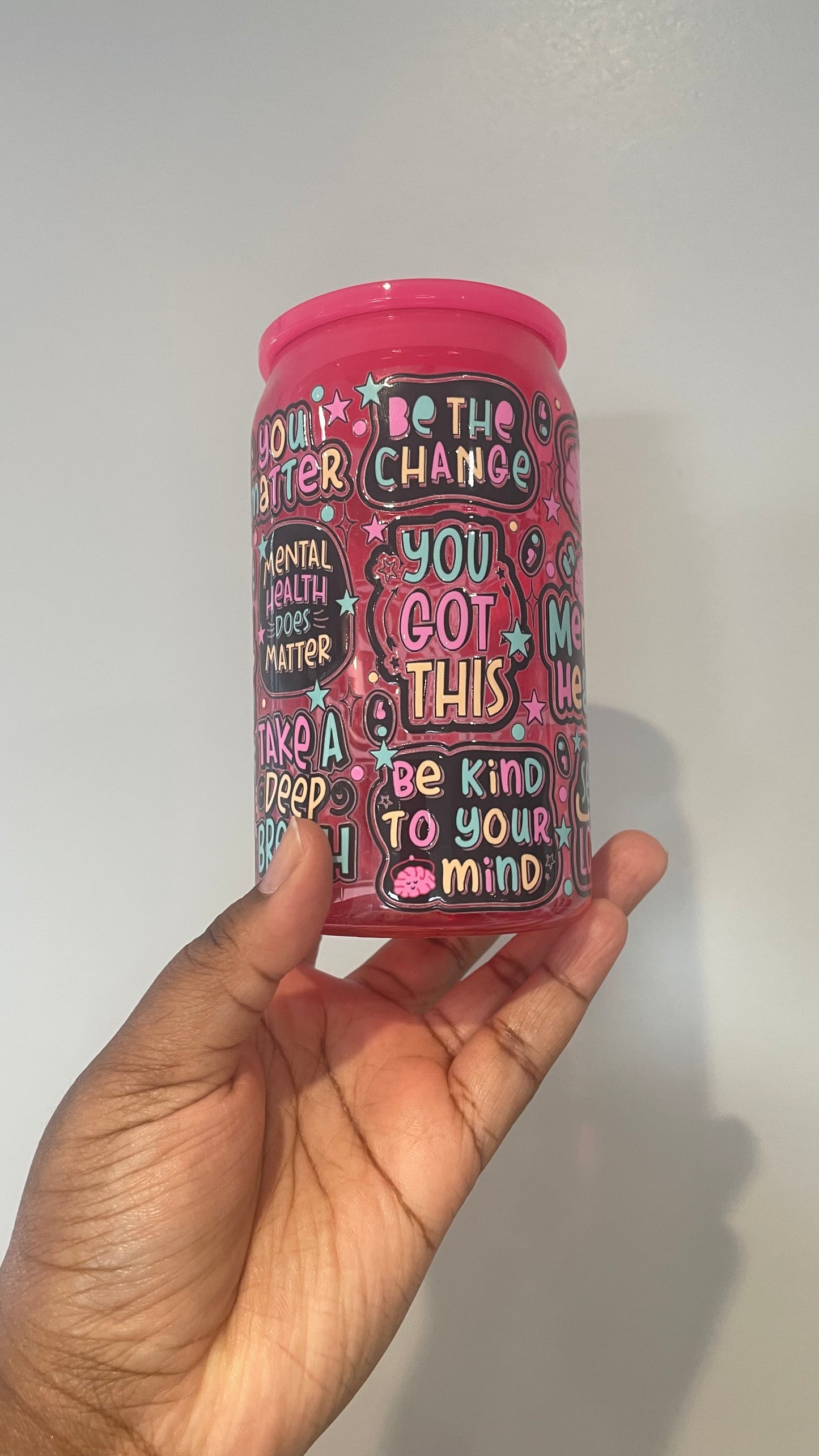 Mental Health Does Matter Hot Pink Plastic Can Tumbler