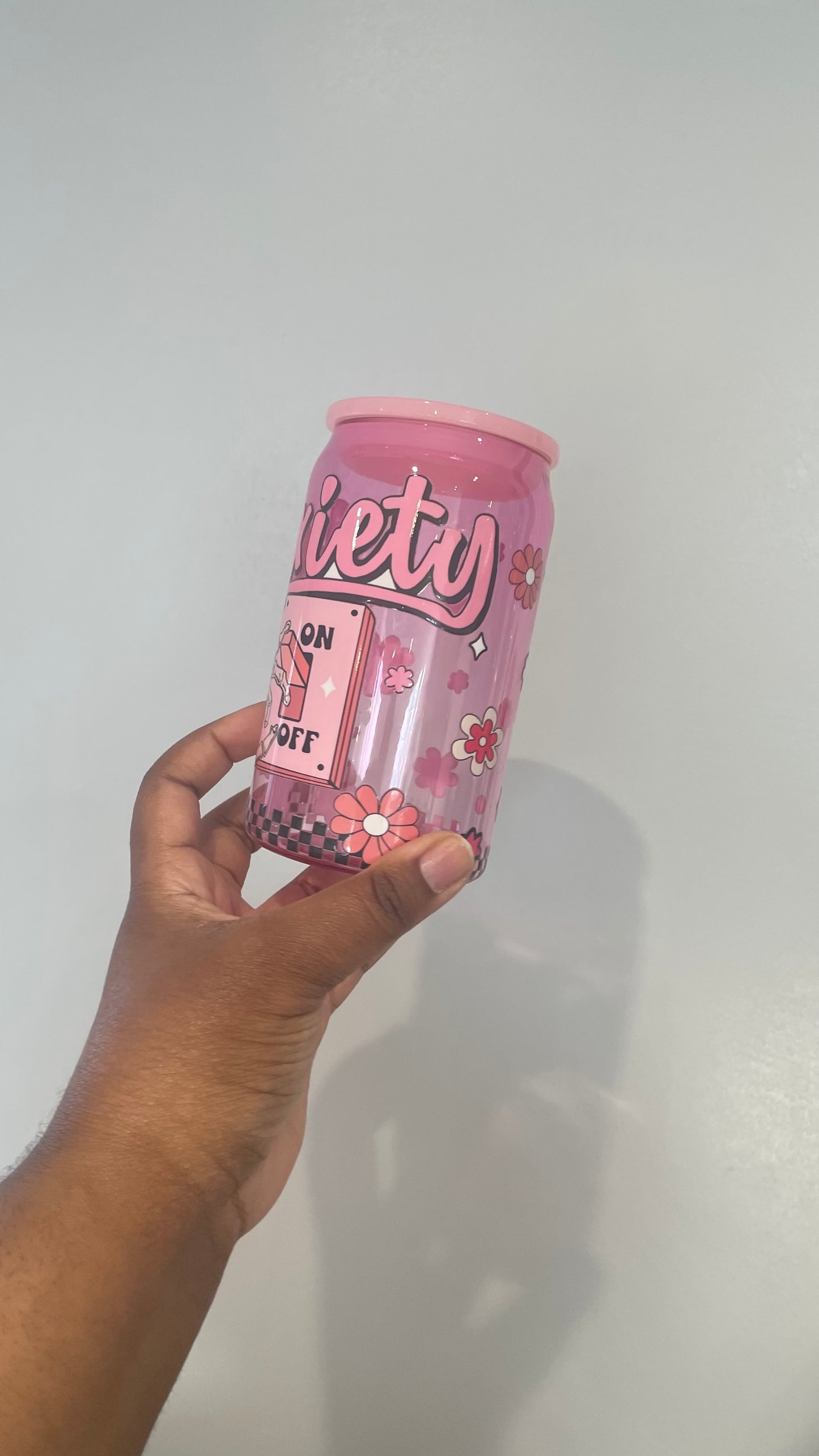 Anxiety Off Pink Plastic Can Tumbler