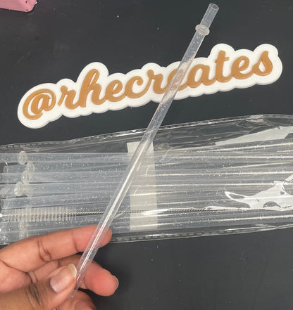 Glitter straws (Clear w/SILVER Glitter)