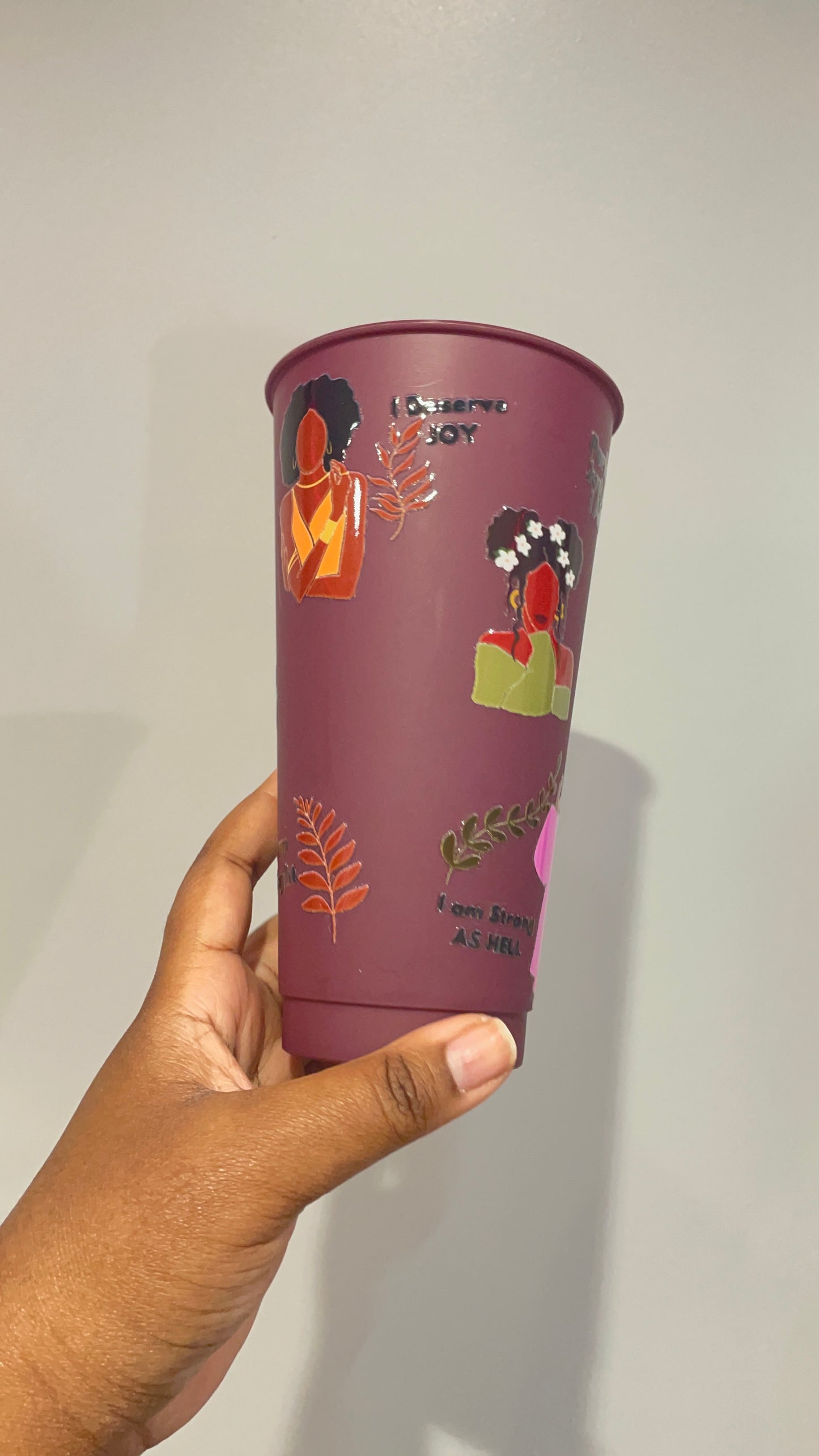 Black Women Affirmations Burgundy Cold Cup