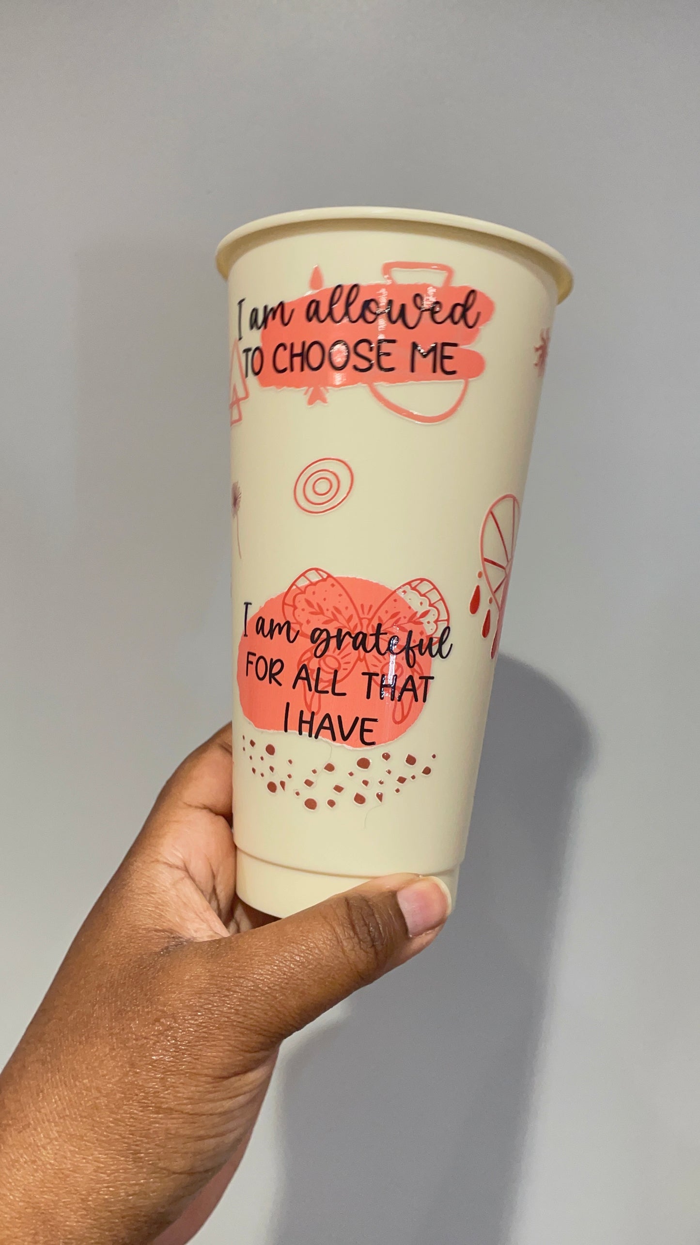 Self Love Affirmations Orange and Pastel Yellow Cold Cup