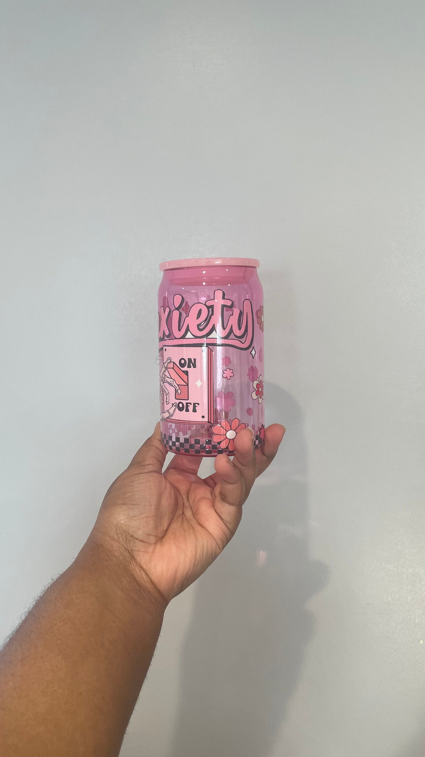 Anxiety Off Pink Plastic Can Tumbler