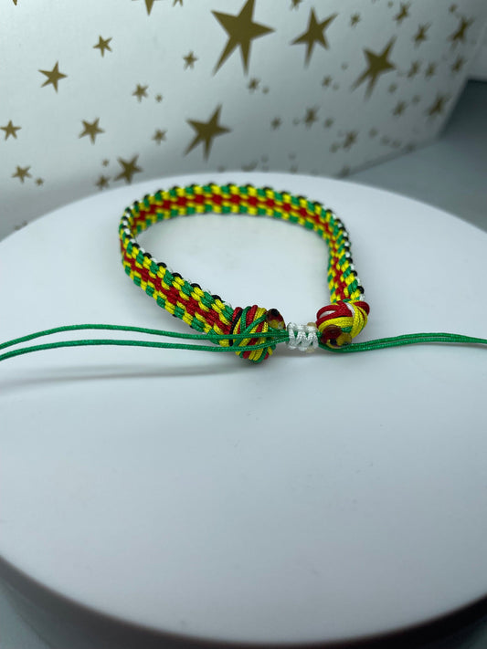 Flag Inspired Cross Pattern Kumihimo Bracelet