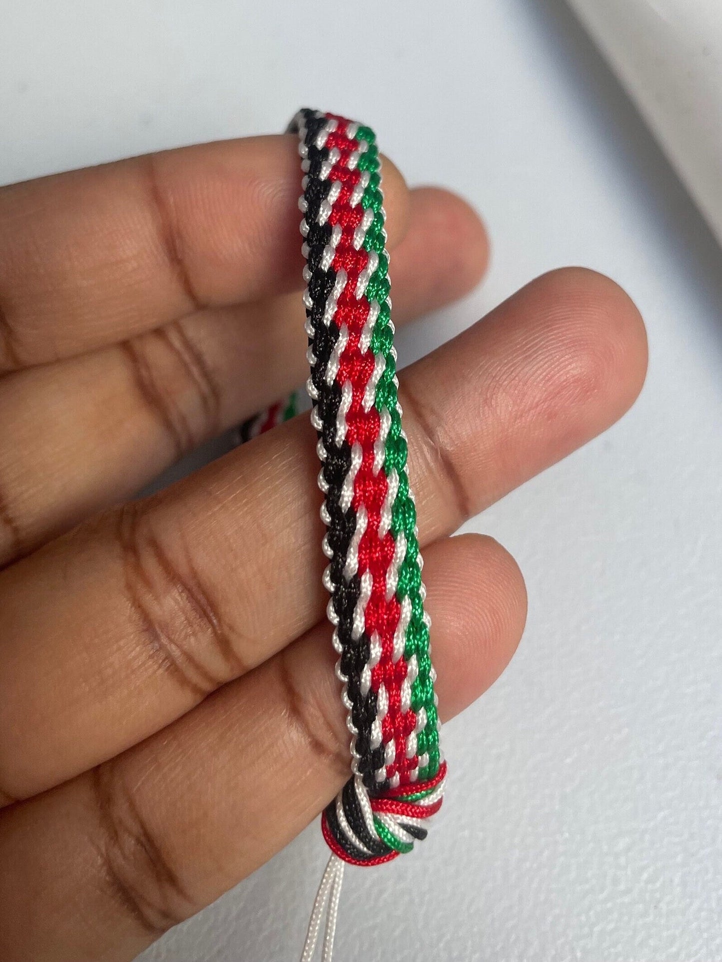 Flag Inspired Cross Pattern Kumihimo Bracelet