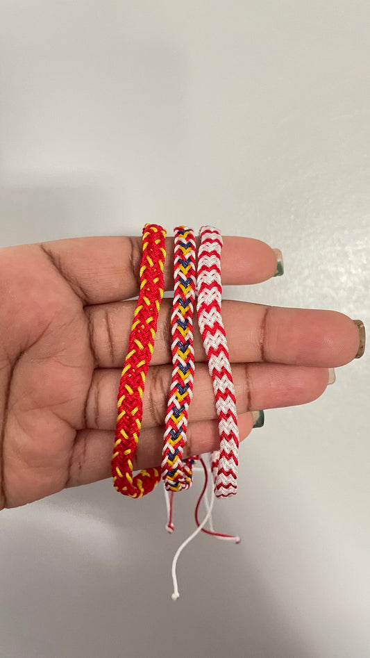 Flag Inspired Criss Cross Kumihimo Bracelet