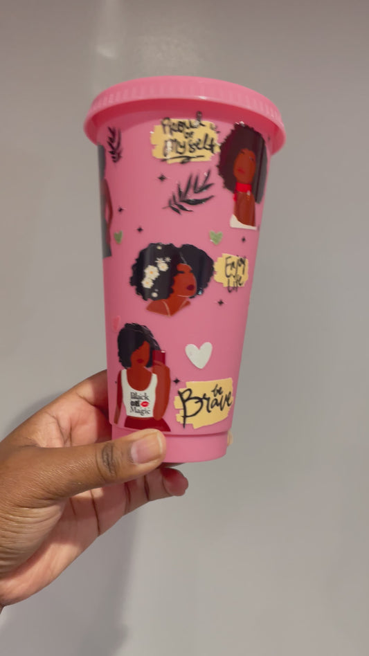 Pink Black Women Affirmations Cold Cup