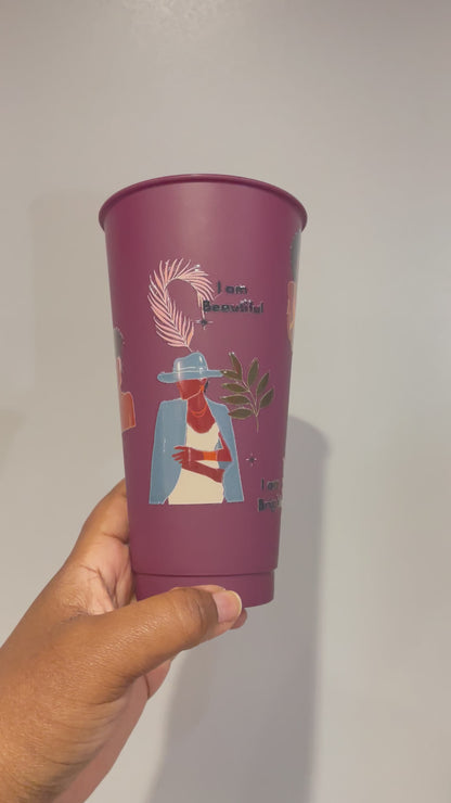 Black Women Affirmations Burgundy Cold Cup