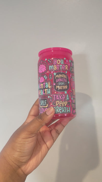 Mental Health Does Matter Hot Pink Plastic Can Tumbler