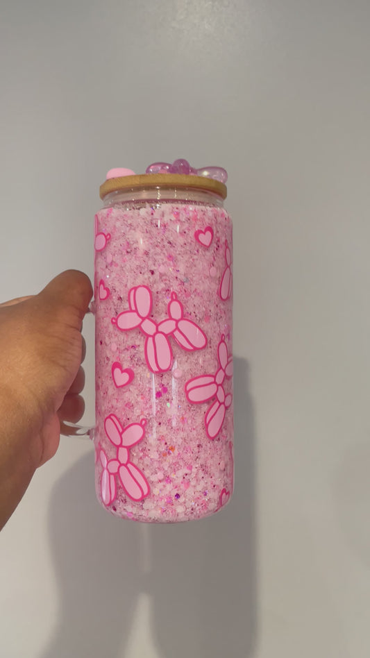 MAKE-YOUR-OWN 15oz Custom Glass Snowglobe Tumbler with Handle