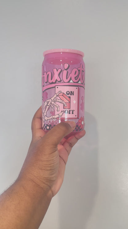 Anxiety Off Pink Plastic Can Tumbler