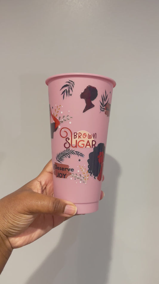 Brown Sugar Black Women Affirmations Muted Pink Cold Cup
