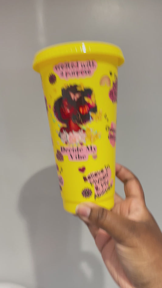 Yellow and Pink Black Girl Affirmations Cold Cup