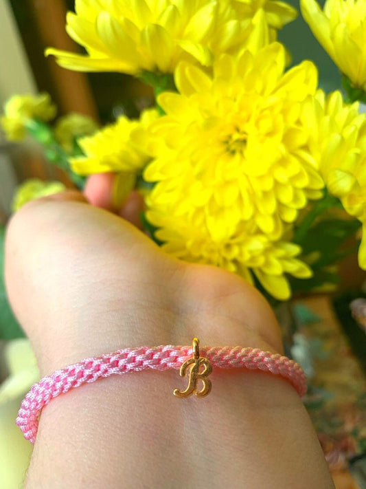 WHOLESALE Friendship Bracelet with Letter | BULK ORDER Kumihimo Bracelet with Initial Charm in Gold or Silver