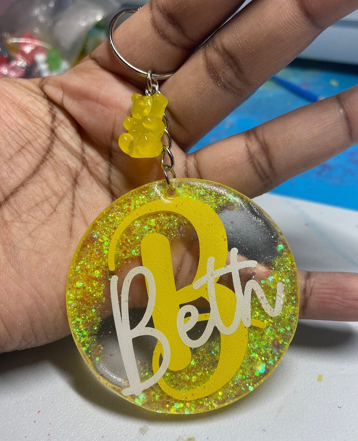 Name and Letter 2” Circle Keychain