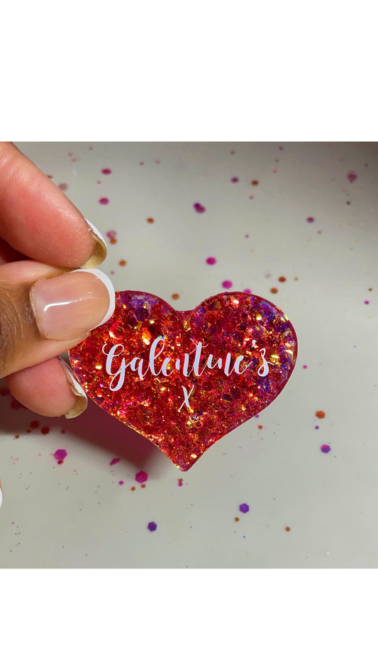 Galentine’s Heart keychain | Clear Acrylic or Glitter back Galentines Heart Keyring | Valentines Day | Gifts for Friends